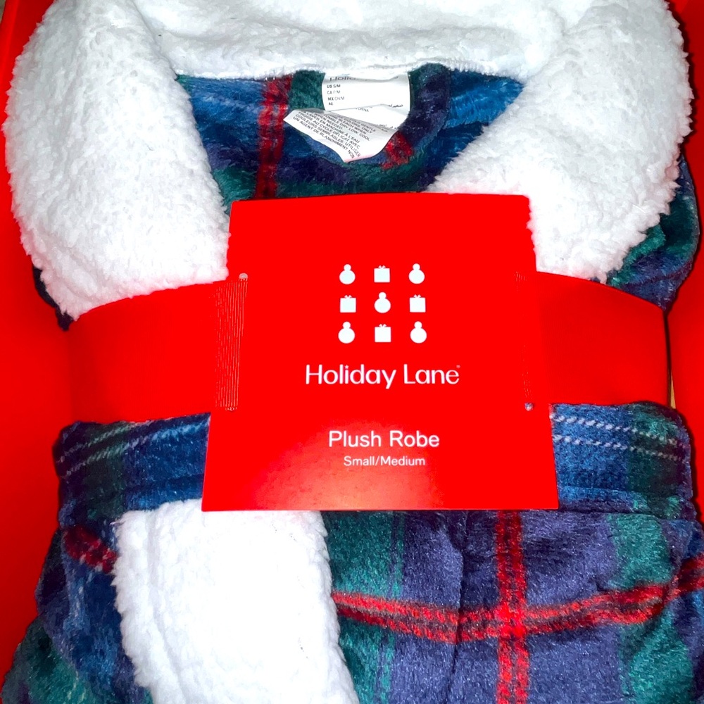 Plaid Plush Robe - Green and Red